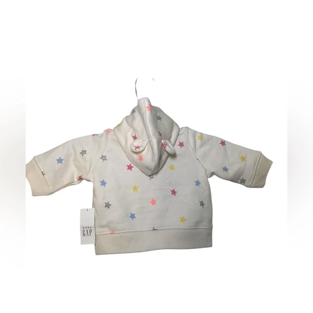 Baby Gap New Logo Zip Hoodie Cream Stars 0-3M NWT
